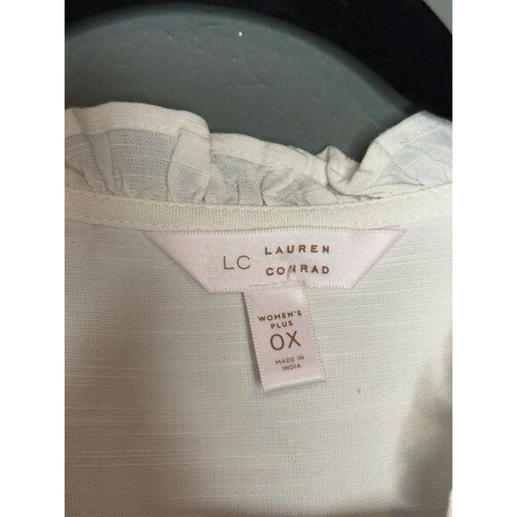 Lauren Conrad Women's Plus 0X White Ruffle Sleeve LS Blouse NWOT - Picture 9 of 13